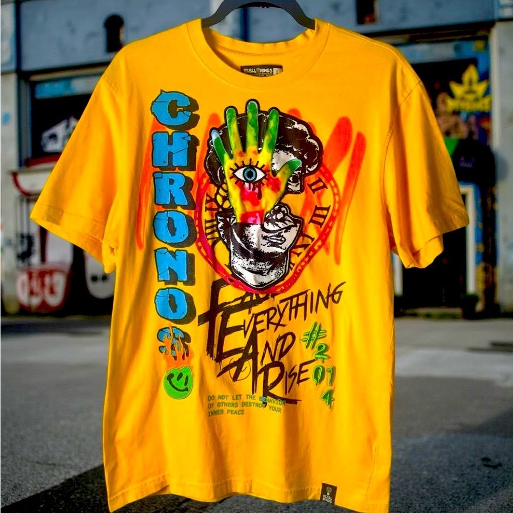 Rebel Minds Chronos Yellow 3D Men’s Tee Shirt Size L